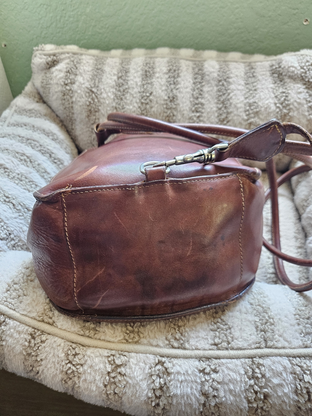 Dooney & Bourke Brown Leather Drawstring Sling Bag - Picture 4 of 5